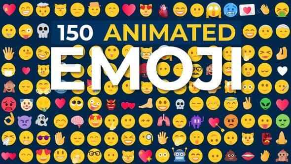 AE模板-150个扁仄化Emoji心情动绘包 Animated Emoji Pack v6.06582,ae模板,模板,扁仄,扁仄化,emoji