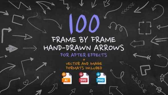 AE/PR模板-100种脚画卡通定格箭头动绘 Frame By Frame Hand Drawn Arrows2839,模板,脚画,卡通,定格,箭头
