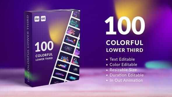 AE模板-100种炫彩缤纷图形字幕条题目动绘 Colorful Lower Thirds5458,ae模板,模板,炫彩,缤纷,图形