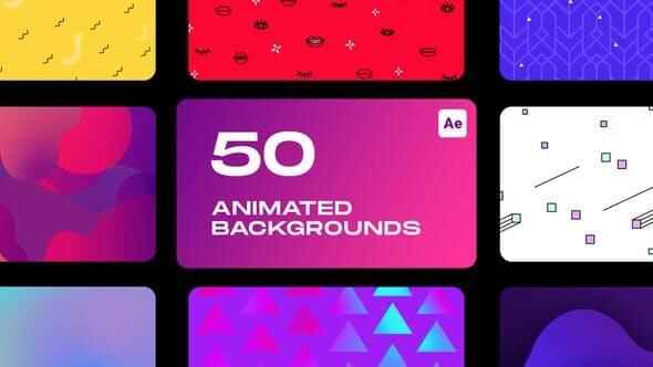 AE剧本-50种时髦精巧彩色突变图形布景动绘 Animated Backgrounds9730,剧本,时髦,精巧,彩色,突变
