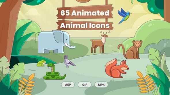 AE模板-65个心爱卡通童话植物图标动绘 Animated Animal Icons6839,ae模板,模板,心爱,心爱卡通,爱卡