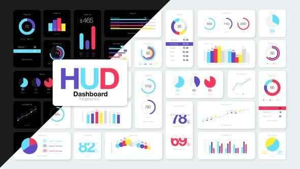 AE模板-100种彩色企业商务疑息数据图表动绘包 HUD Dashboard Infographics2232,ae模板,模板,彩色,企业,商务