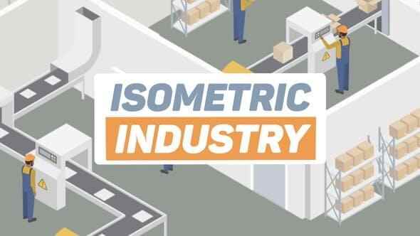 AE模板-两维扁仄化商务企业工场消费场景等距动绘 Isometric Industry9479,ae模板,模板,两维,扁仄,扁仄化