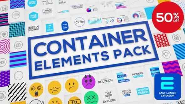 AE剧本 模板-500种题目字幕条EMOJI心情数据图形布景图标动绘 Container  Elements Pack5486,