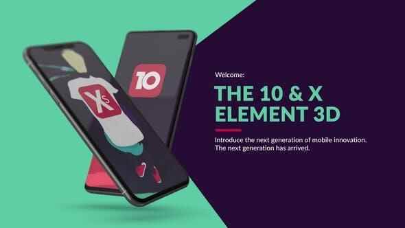 AE模板-苹果iPhone X脚机使用宣扬引见展现 The 10  X for Element 3D2787,