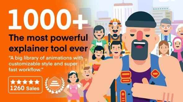 AE剧本预设-1000个两维卡通人物脚色行动讲解场景MG动绘包 Explainer Video Toolkit 4.39800,剧本,预设,两维,维卡,卡通