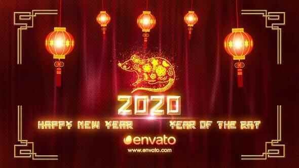 AE模板-白色喜庆粒子灯笼2020中国鼠年片头 Chinese New Year 20209546,