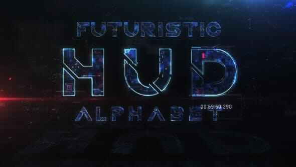 AE模板-将来科技感HUD英笔墨母数字预设动绘 Futuristic HUD Alphabet8892,