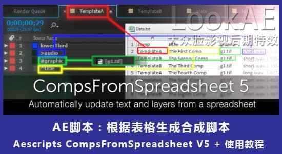 AE剧本-按照电子表格天生分解图层 CompsFromSpreadsheet 5.1.5   利用教程9782,