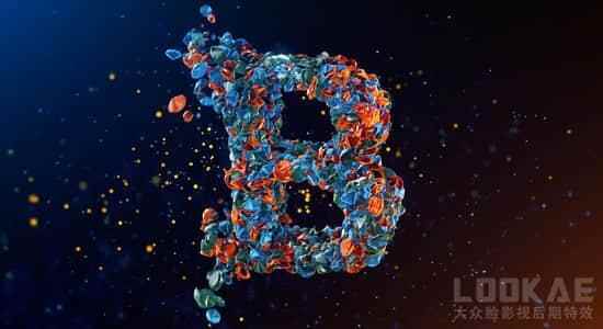 AE教程  利用E3D插件建造三维钻石粒子会聚LOGO标记片头殊效Element 3D Particle Replicator Logo5886,