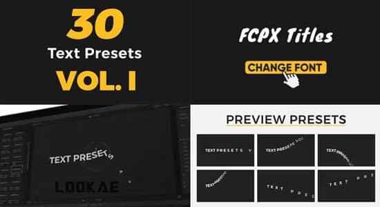 FCPX插件-30种简约笔墨题目缓进缓出动绘预设 Text Presets V1 For Final Cut Pro X5364,