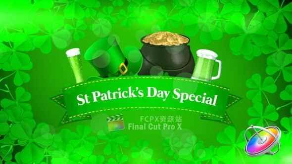 Apple Motion模板：绿色三叶草图文题目展现 St Patrick’s Day Special Promo6875,apple,motion,模板,绿色,三叶