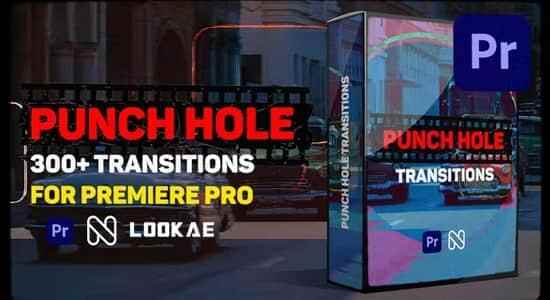 PR模板-300种复古滋扰毛病VHS胶片污渍叠减转场预设 Punch Hole Transitions9863,