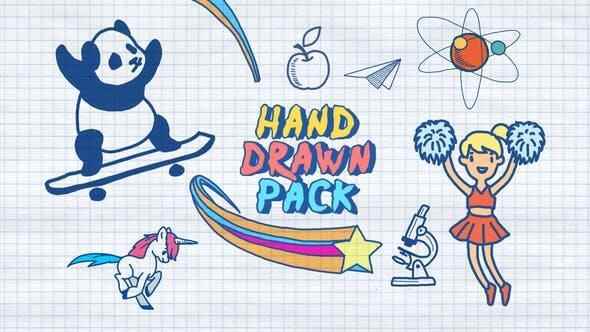 PR模板-欢愉开教返校风趣卡通脚画图形动绘 Back to School Hand Drawn Pack8369,模板,欢愉,开教,返校,风趣