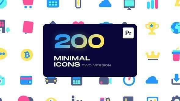 PR剧本-200个迷您心爱彩色适用ICON图标动绘 Minimal Animated Icons for Premiere Pro2828,剧本,迷您,心爱,爱彩,爱彩色