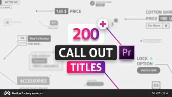 PR剧本-200种科技感线条呵责出笔墨题目引见动绘预设 Line Call Out Titles for Premiere Pro2727,剧本,科技,科技感,线条,呵责出