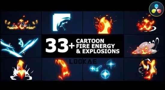 达芬偶模板-33种卡通能量水焰爆炸MG动绘Cartoon Fire Energy And Explosions5753,