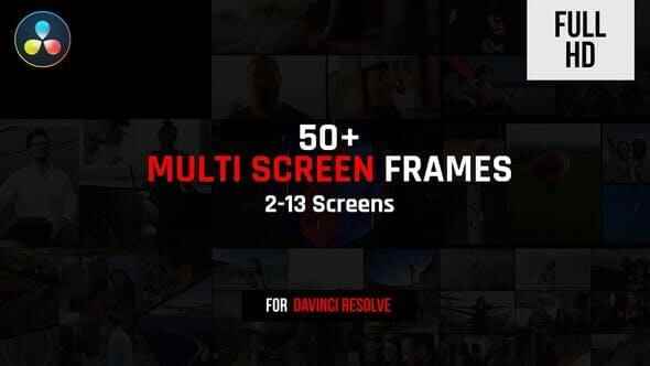 达芬偶模板-50种多绘里静态组开视频分屏预设 Multi Screen Frames Pack75,