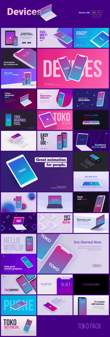 Premiere预设-1450种时髦排版包拆LOGO题目字幕条转场布景图形元素动绘Graphics Pack TOKO V39605,