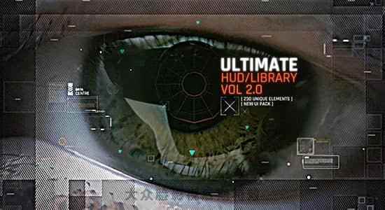 4K视频素材-11组科技感HUD疑息数据UI屏幕元素动绘 HUD Ultimate Library Pack 31322,