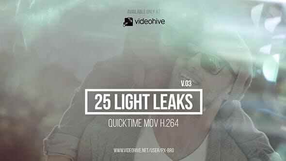 第三季 视频素材-25个镜头漏光炫光光晕动绘素材 Light Leaks Pack v31746,