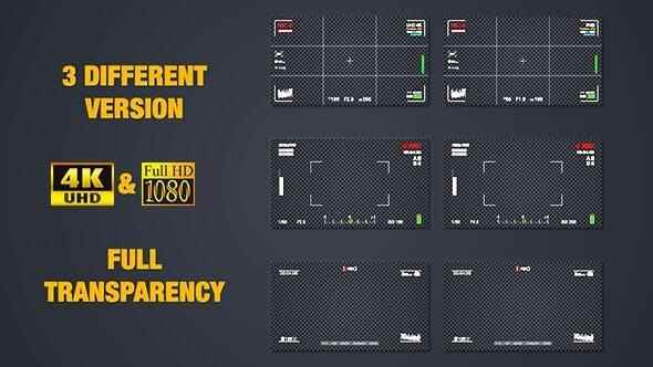 4K视频素材-3种摄像机录造与景框动绘素材 Camera Recording Screen6397,