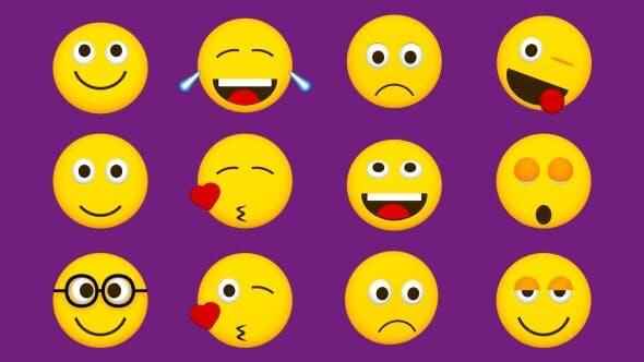 视频素材-12个谈天留行交际Emoji心情动绘视频素材（带通明通讲）1772,视频,视频素材,素材,谈天,留行