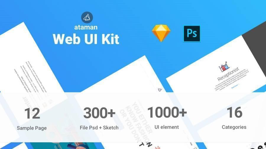 简约清爽的网页设想元素组件模板Web UI Kit[PSD/Sketch]4076,简约,净浑,清爽,新的,网页