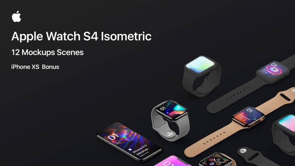 12款Apple Watch战iPhone XS样机展现设想模板1541,12,apple,watch,iphone,样机