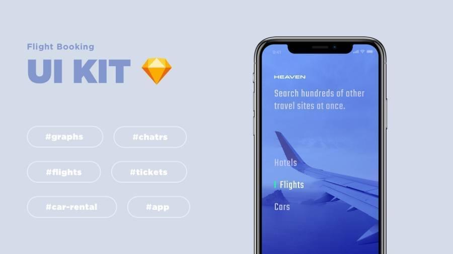 合用于iPhone X的航班战租车App UI套件APP使用设想模板Sketch免费下载4718,