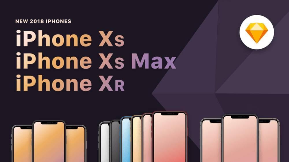 2018年iPhone系列模子：iPhone XS，iPhone XS Max，iPhone XR， iPhone XS战XS Max样机模板[Sketch格局]1849,