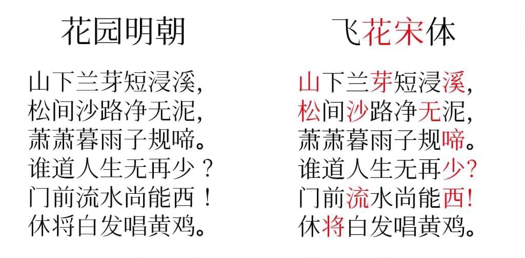 飞花宋体：基于花圃明代革新更契合中国年夜陆风俗字形免费商用字体4491,飞花,宋体,基于,于花,花圃