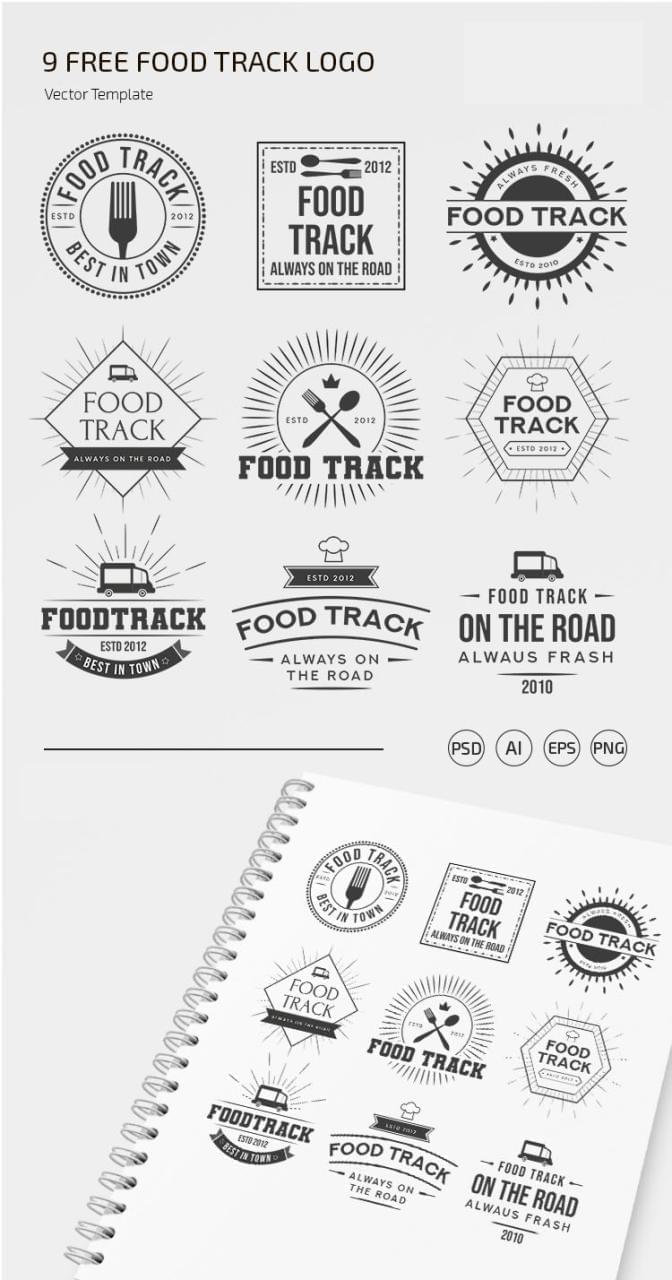 免费食物徽标模板PSD，AI2250,免费,食物,徽标,模板,psd