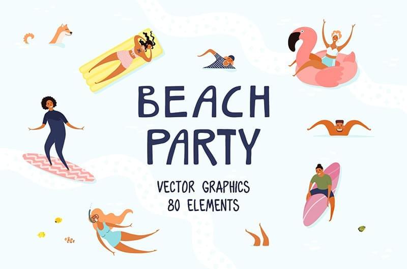 海滩派对，炎天矢量艺术插绘7600,海滩,派对,炎天,矢量,艺术