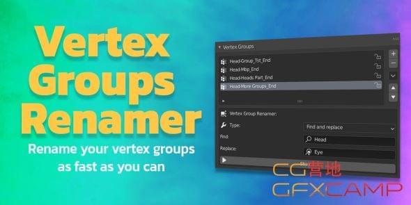 Blender极点组批量重定名插件 Vertex Groups Renamer4553,