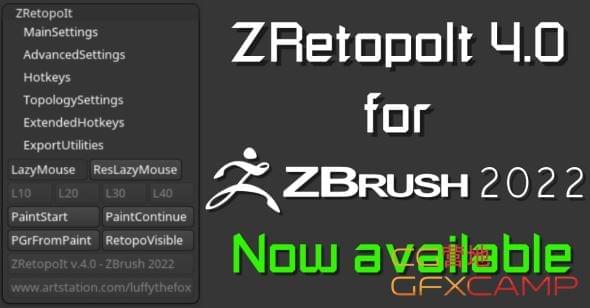 ZBrush主动拓扑插件 ZRetopoIt 4.0 for ZBrush 2019-2022359,zbrush,主动,拓扑,插件,for