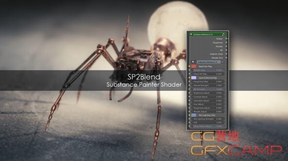 Blender导进Painter材量着色器插件 Blender Market – Sp2blend: Substance Painter Shader v1.17177,