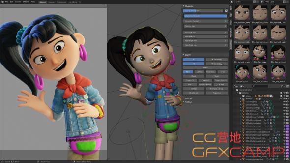 Blender三维小女孩绑定模子工程 Blender Cloud – Ellie – v11312,