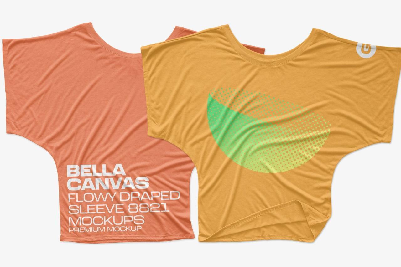 11款传神密斯半袖T恤印花图案展现PS揭图样机模板 Bella Canvas Draped Sleeve Mockups2010,