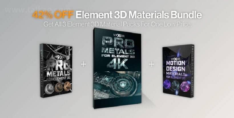 VFXER Element 3D-三套活动设想科幻金属超强材量纹理揭图预设包6116,