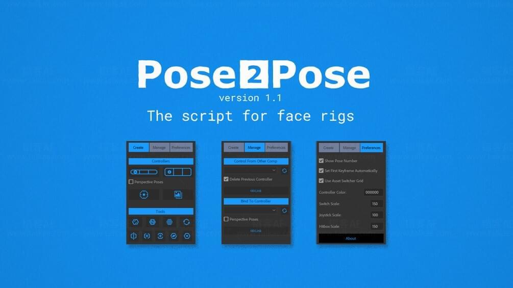 AE剧本-Pose2Pose 1.1.0 卡通脚色脸部绑定脸部动绘剧本4833,剧本,卡通,脚色,脸部,绑定