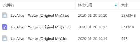 LeeAlive单直杂音乐《Water (Original Mix)》[FLAC/MP3/25.26MB]百度云网盘下载6834,单直,直杂,杂音,杂音乐,音乐