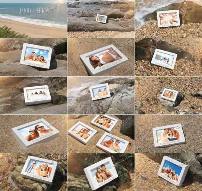 真拍 前期，夏季明丽海滩上的相框照片展AE模板4124,真拍,前期,夏季,夏季明,日明